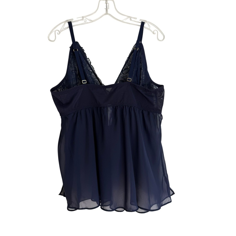 Cacique Seriously Sexy Sheer Mesh Lace Babydoll Top 22/24 Navy Blue NWT 1140884 - Picture 5 of 13